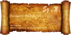 Szopri Milán névjegykártya